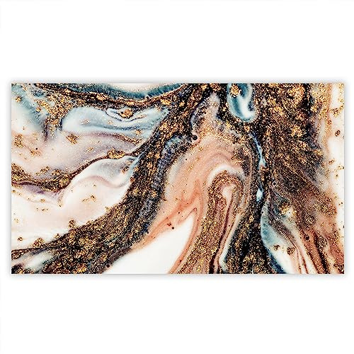 SMTDeco Herdabdeckplatte Ceranfeld Abdeckplatte Herdabdeckung Herdplatten Abdeckungen Induktionskochfeld 90x52 cm Einteilig Marmor Gold