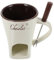 Kichvoe Fondue Mugs with Forks Ceramic Chocolate Melting Cup for Cheese Ceramic Butter Warmers Pot Tealight Candle Mini Simmer Mug for Caramel - White