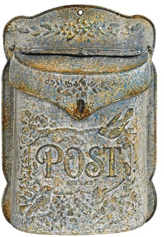 Z² BellaDecor Briefkasten Vintage Shabby Briefkasten Anthrazit Retro Postkasten Landhausstil Metall Wandbriefkasten Antik Stil Nostalgischer Garten Outdoor Deko
