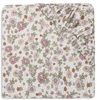 Jollein Spannbettlaken Jersey - Retro Flowers- 70x140cm - 100% Baumwolle - Spannbetttuch - Retro Blumen Print