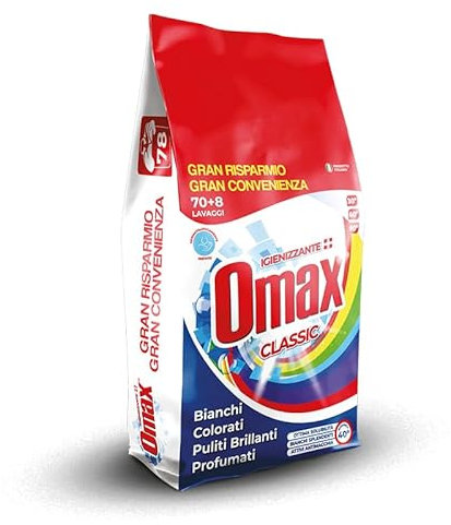 DETERSIVO LAVATRICE IN POLVERE IGIENIZZANTE 78 LAVAGGI OMAX CLASSIC - FORMATO CONVENIENZA