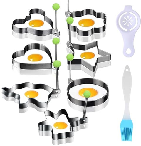 Galerie SV 7 Piezas Molde Para Freir Huevos Moldes Para Huevos Fritos Molde Para Tortilla de Acero Inoxidable Adecuado para Tortillas, Mini Panqueques, Rollitos de Primavera