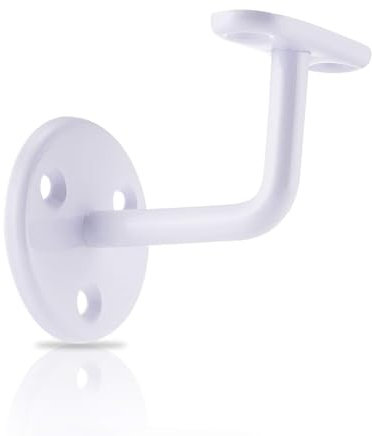 Handrail Brackets White Stair Handrail Bracket 50mm Bannister Support Handrails with Screws Rail Brackets for Stairs Handrail Holder with Rosette for Indoor and Outdoor Stairs Pack of 4.