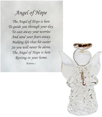 Widdle Gifts Ange de l'espoir dans une boîte cadeau avec poème, ange gardien, prière réconfortante, figurines en verre de cristal dans une boîte