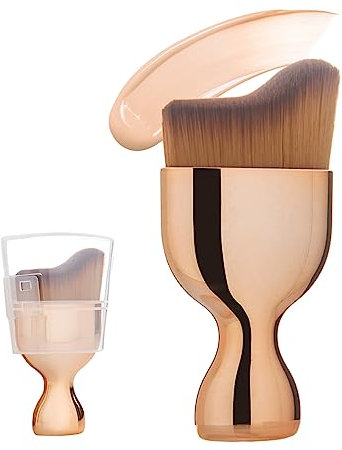 LINKWAY Pinceau Kabuki, Pinceaux Maquillages Pour le teint, brosse de poudre plate biseautée, brosse à capuchon anti - Poussière Pour Pinceau fond de teint ou Pinceau Maquillage teint