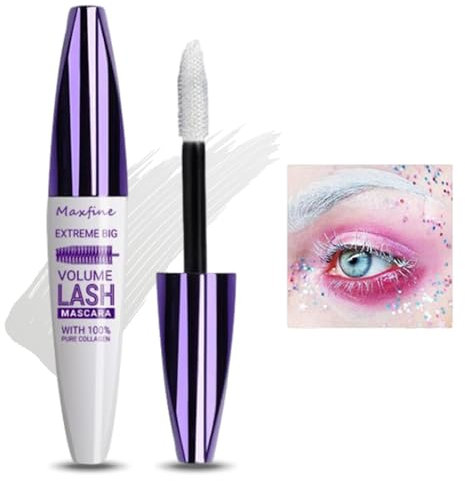 5D White Mascara, Volumen-Effekt Wimpernverlängerung Mascara, Wasserfest und langanhaltend mit präziser Definition, Waterproof Eye Lashes Mascara Thick Curling Mascara #3 White
