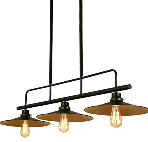 CYHTFGSK Lámpara moderna de metal industrial lámpara de granja cocina isla colgante retro rústico antiguo lineal colgante iluminación de techo para mesa de billar comedor restaurante cafetería B