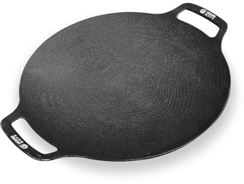 Triclicks Cast Iron Griddle Pans, Non-Stick Grill Pan with Handles, Coating Frying Pan, Round Skillet for Hob Gas Stove, for BBQ Camping Home Outdoor 29cm/33cm (33CM)
