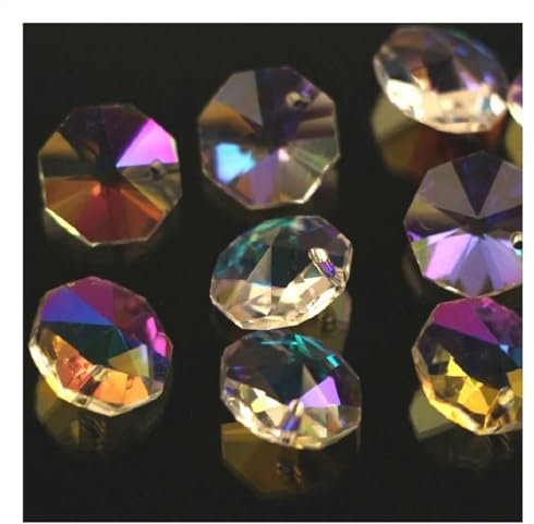 Sonnenfänger für den Garten 14 mm AB 1 Loch/2 Löcher Kristallprismen Achteckperlen 100 Stück/1000 Stück Lampe Kronleuchter Teile Dekoration Handgefertigte Anhängerketten(2 Holes,1000pcs)