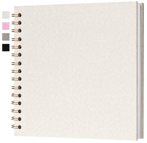 Hiwhy Fotoalbum zum Selbstgestalten 18x18 cm Scrapbook Fotobuch Weiße Seiten 20 Blätter, Beige