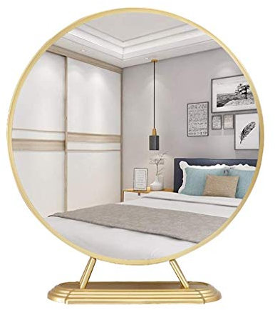 Make-up-Vergrößerungsspiegel, Kosmetikspiegel mit Ständer, HD, freistehend, mit Metallrahmen, kann die beleuchtete Tischplatte vergrößern (Farbe: Gold, Größe: 40 x 40 cm) (Farbe: 2Gold, Größe: 40 x