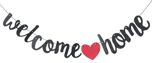 Volumoon Banderines Decoraciones de Bienvenida a Casa, Banner Welcome Home Banner de Papel, Guirnalda Welcome Home, Pancarta de Bienvenida a Casa para Decoración del Hogar Fiesta Familiar Reunión