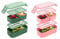 Bugucat Fiambrera 1300ML 2 Set, 2 en 1 Capas Bento Lunch Box Prueba Fiambrera Apilable de Fugas con 3 Compartimentos, Lonchera con Cubiertos Niños Adultos, Bento Box Sin BPA Ideal Para,Picnic,Trabajo