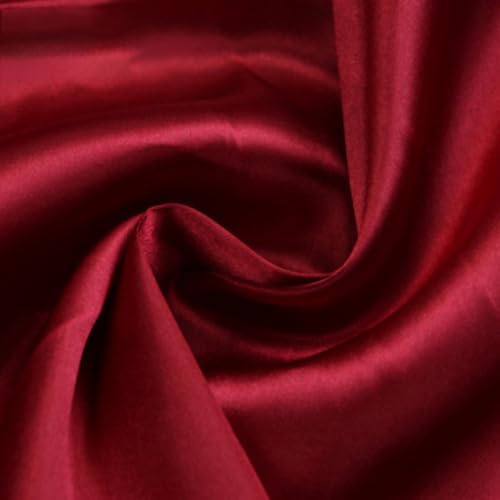 Anevous 100cm x150cm Satin Stoff, Einfarbig Stoffe zum Nähen, Kleiderstoff Dekostoff Meterware, Satinstoff zum Basteln, Bezugsstoff für Kleidung Vorhänge Tischdecken Deko,Weinrot