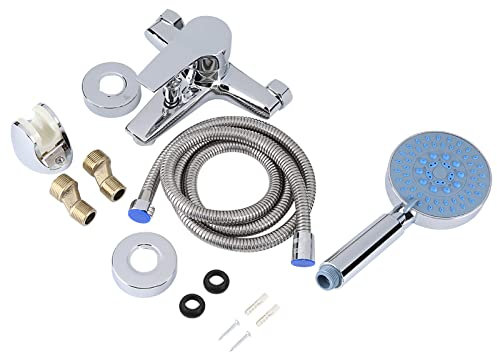 Modernes Duschsystem aus gebürstetem Nickel mit Handbrause Combo Wandmontage Badezimmer Wasserhahn Mixer zum Duschen inklusive Duschköpfen und Versorgungsschlauch