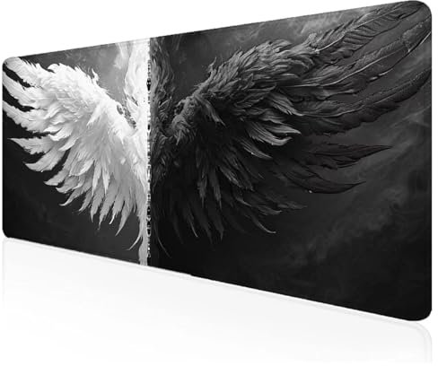 Blanc Tapis de Souris Noir Tapis Souris XXL 1000x500x3mm,Mousepad à Bords Cousus,Lavable Desk Mat Antidérapant pour PC Bureau et Gaming Accessoire,Vitesse et la Précision Améliorées F-95
