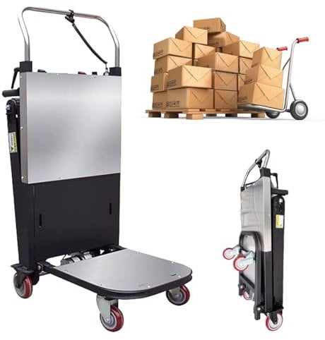 Aredwhiterui Scala Montascale Elettrico Pieghevole - Carrello Robust 1000W, Portata 500kg (1102lbs), Cingoli Fuoristrada, 3 velocità & Display LCD per Mobili, Magazzino, Trasloco