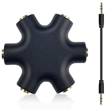 ZhuoFan 5 Prises Répartiteur Audio Multi-Casques, Répartiteur Jack 3,5 mm avec Câble de 20 cm, Compatible avec Jusqu'à Cinq Appareils Simultanément, Compatible avec Smartphones et Tablettes