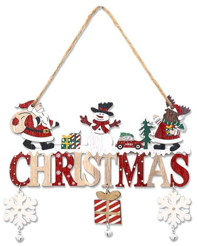 BHSTTNIXP Christmas Door Decorations,Merry Christmas Wall Decorations,Wooden Xmas Hanging Decorations Plaque Door Sign for Indoor Outdoor Ornaments