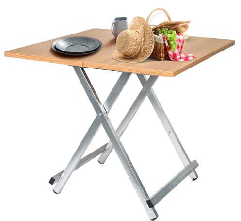 OHMG Klapptisch, Campingtisch, Gartentisch, Beistelltisch, zusammenklappbar, ultraleicht, tragbar, Campingtische für Outdoor, Picknick, Strand, Wandern (60 x 60 x 52 cm - 1P)