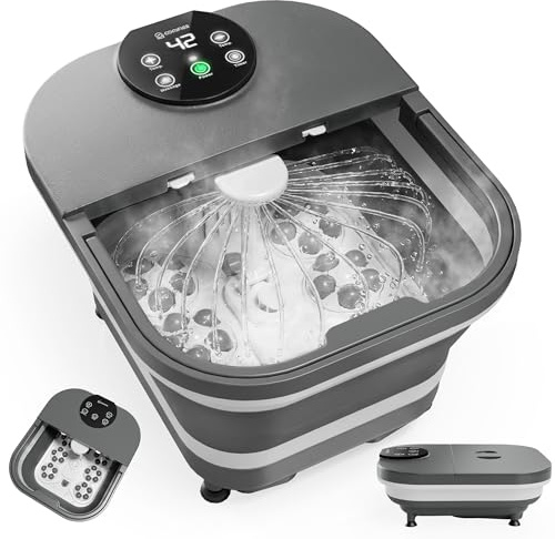 COMFIER Electric Foot Spa Massager with Heat & Automatic Rolling Massage | Adjustable Temperature, 180° Surround Water Spray, Large LED Display, Detachable Massage Plates, Gift for Family and Friends
