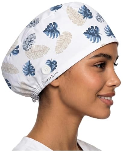 Nurse is Love Cuffietta Chirurgica - Cuffia Chirurgica Donna per Infermiera, Cuffie Dentista, Medico Mantiene l’Igiene, Tessuto Traspirante con Fantasie Divertenti | Accessori