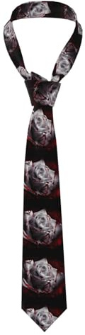 Tcoay Cravates de mode Cravates d'affaires pour hommes fines pour fête de mariage,Roses blanches avec du sang