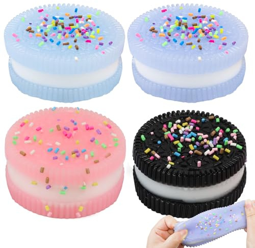 4 Stück Taba Squishy, Biscuit Stress Relief Toy, Squishy Squeeze Toy, Keks Stressabbauspielzeug, Squishy Anti-Stress-Spielzeug Keks, Soft Squeeze Biscuit Toys für Stressabbau