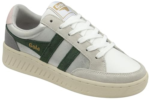 Gola Women's Superslam Blaze Sneaker, Silver/Evergreen/Chalk Pink, 8 UK