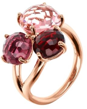 Bronzallure Trilogy Ring Prisma Gem, 18 Karat Rotgold vergoldet, Bronze, Mosaikschliff, verstellbar, für Damen