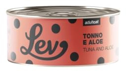 Lev Feuchtfutter für Katzen Adult Thunfisch und Aloe, Ergänzungsfuttermittel für ausgewachsene Katzen aller Größen und Rassen, Geschmack Thunfisch und Aloe | 12 Dosen mit je 140 g