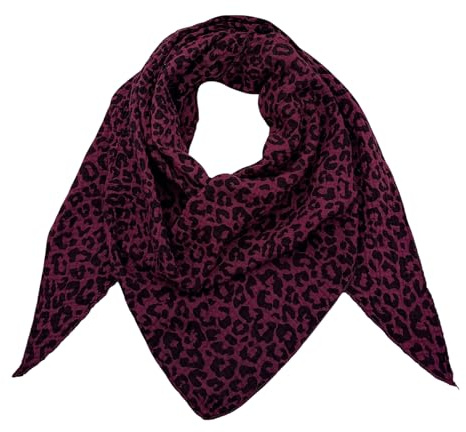 Musselin Tuch Damen Dreieck – Leo Halstuch aus 100 % Baumwolle – leicht & luftig – Dreieckstuch für Frühling & Sommer – Musselin Schal Damen Leo – Made in Italy (Bordeaux Leo)