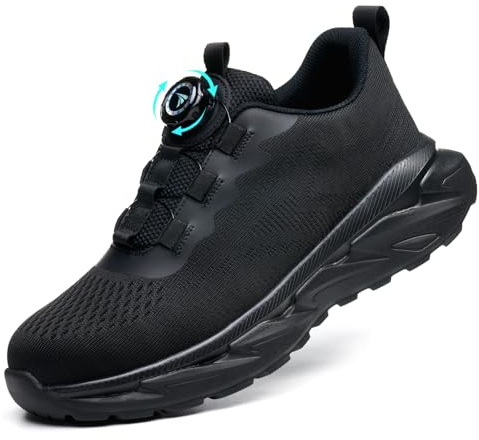 BAGHUY Steel Toe Cap Trainers Work Safety Trainers Mens Womens Lightweight Safety Shoes Comfortable Industrial Work Boots Steel Toe Cap Shoes with Swivel Buckle Shoelaces
