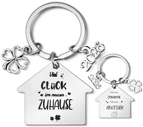 Alethron Geschenk zum Einzug ins Haus, 2026 Schlüsselanhänger Haus, Einzugsgeschenke Wohnung mit 1 Briefumschlag und Blankokarte Einweihungsgeschenk Neues Zuhause Geschenk Einzug Neue Wohnung Schlüsse