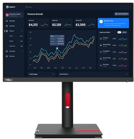Lenovo ThinkVision T22i-30 22 Class Full HD LED Monitor - 16:9 - Raven Black