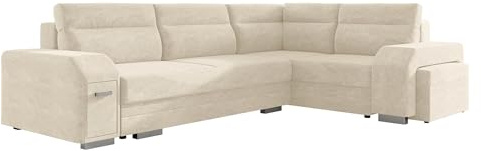 Mirjan24 Ecksofa Alvares, inkl. Polsterhocker und Barfach, Eckcouch mit Bettkasten und Schlaffunktion, Couchgarnitur, Couch, Schlafsofa, Polsterecke (Nazar 225.01, Seite: Rechts)
