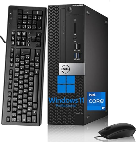 Dell Optiplex 5050 SFF Desktop, Intel Core i7-7700, 8 GB di RAM, SSD 256 GB, Wi-FI, Bluetooth, tastiera QWERTY americana, Windows 11 Pro (ricondizionato)