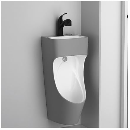 Urinoir en céramique avec lavabo intégré, WC mural pour homme pour usage commercial, finition émaillée microcristalline, idéal pour les applications de garage et de magasin