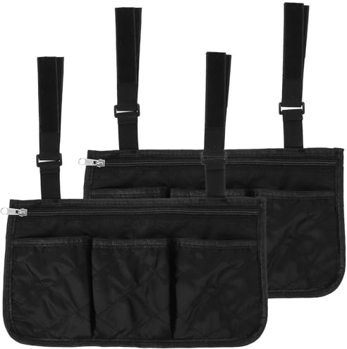 COOLHIYA 2pezzi Borsa da Appendere per Deambulatore e Sedia a Rotelle Oxford Nero, Pratica e Capiente per Uso Esterno, Accessorio Essenziale per Anziani