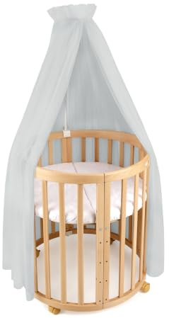 waldin Baldachin Betthimmel aus Tüll mit Himmelstange ohne Bett | für Babybett und Wiege, Weicher Stoff, Höhe ca. 155 cm, OEKO TEX Standard 100, Farbe Grau