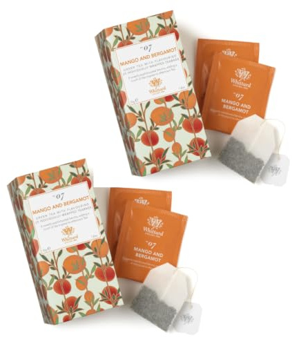 Whittard® | Thé vert mangue et bergamote - 2 x 25 sachets | Une infusion tropicale fraîche, parfumée et douce aux notes d'agrumes