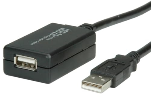 VALUE USB 2.0 Verlängerung, aktiv, mit Repeater, schwarz, 12 m