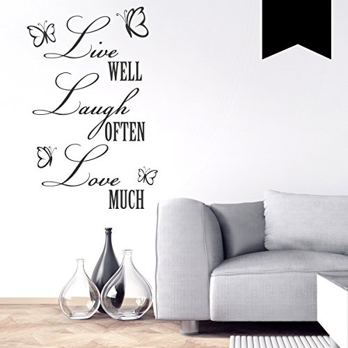 WANDKINGS Wandtattoo Live Well, Laugh Often, Love Much 32 x 50 cm schwarz - erhältlich in 33 Farben
