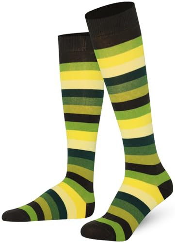 Mysocks unisexo Rodilla alta calcetines largos raya Algodón Multi verde