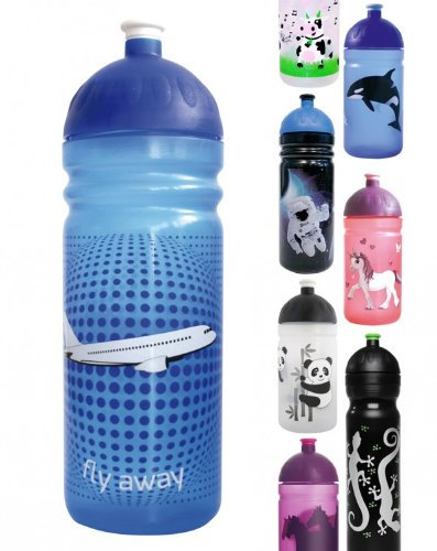 ISYbe Trinkflasche 700ml Flugzeug, blau-transparent, schadstofffrei, spülmaschinengeeignet, auslaufsicher