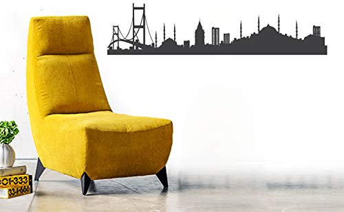 Wandtattoo Istanbul Skyline Wandsticker Wanddekoration - Moderne Stylische Deko Vorraum Wohnzimmer Schlafzimmer - Vinyl Decal 60cm grau