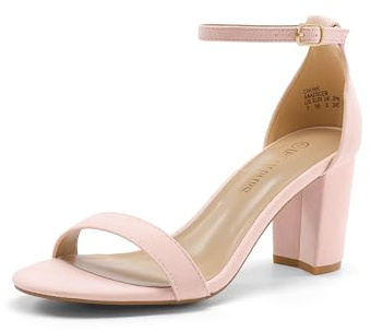 DREAM PAIRS Women's Ankle Strap Block Heels Sandals Chunky Party Shoes,Size 5.5,Pink,CHUNK