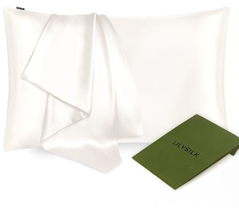 LILYSILK 25 Momme Seide Kopfkissenbezug Kissenbezug Kissenhülle Seidenkissenbezug mit Hotelverschluss 1 Stück aus 100% hochwertigster Maulbeerseide(Elfenbein, 40x60cm) Verpackung MEHRWEG