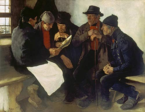 Kunstdruck/Poster: Wilhelm Maria Hubertus Leibl Die Dorfpolitiker - hochwertiger Druck, Bild, Kunstposter, 95x75 cm