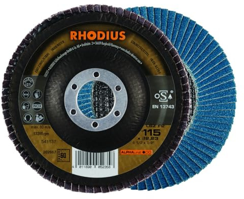 Rhodius Schleifscheibe LSZ F2 K60 Stahl Ø 115 mm Bohrung 22,23 mm 5 Stück für Winkelschleifer